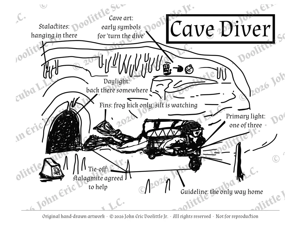 Cave Diver design preview, watermarked