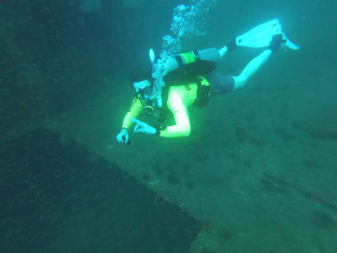 Eric over the Black Bart wreck deck