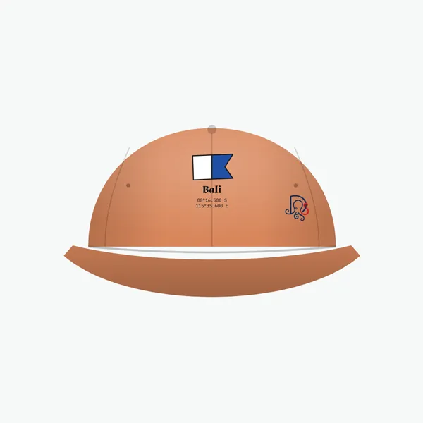 Bali cap, terracotta dad cap: site block on the front