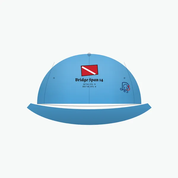Bridge Span 14 cap, caribbean blue dad cap: site block on the front