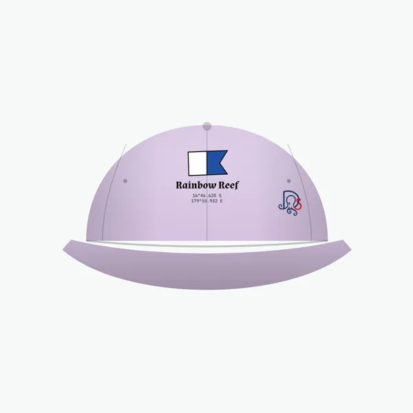 Rainbow Reef cap, lavender dad cap: site block on the front