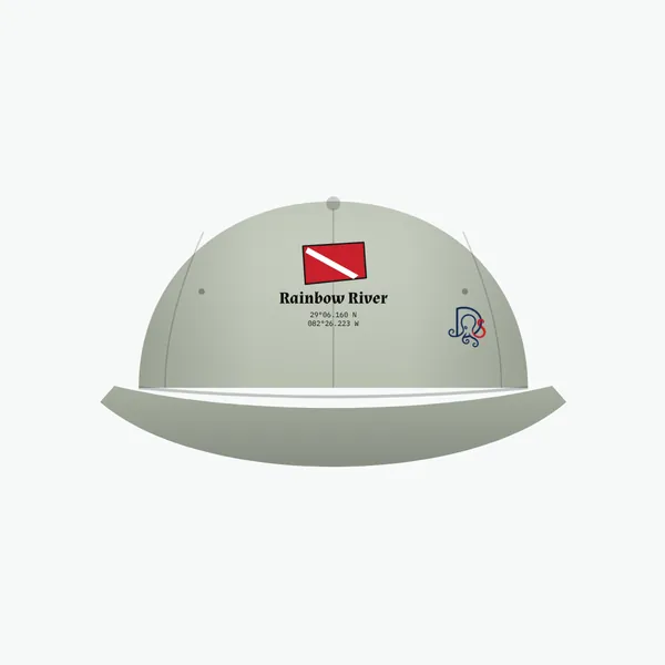 Rainbow River cap, sage dad cap: site block on the front