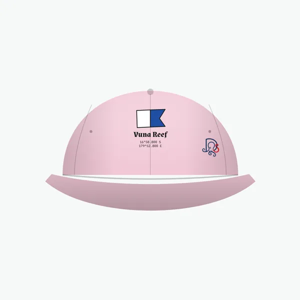 Vuna Reef cap, pink dad cap: site block on the front