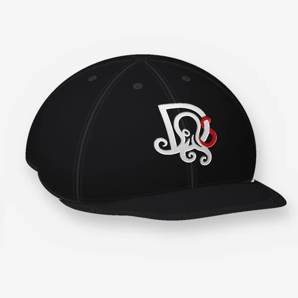 The Mark, black Flexfit 6277 cap: DS mark embroidered on the front