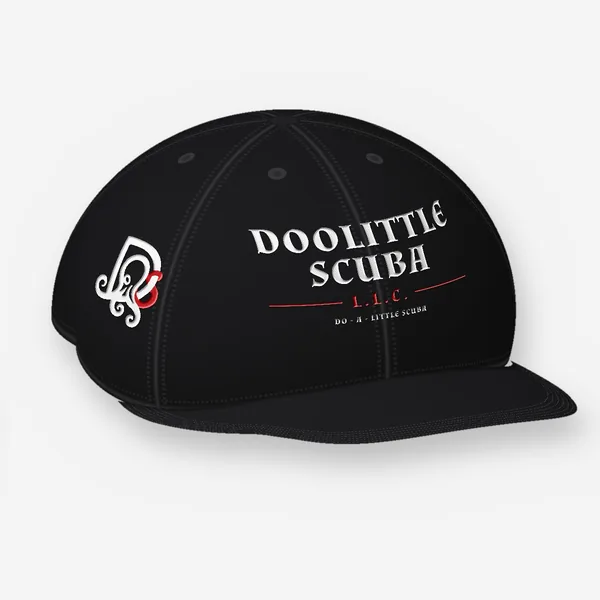 The Wordmark, black Flexfit 6277 cap: wordmark embroidered on the front
