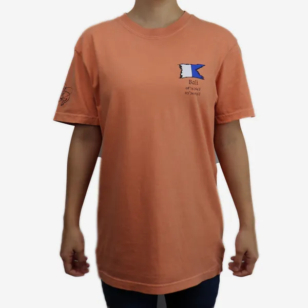 Bali shirt in terracotta, front view