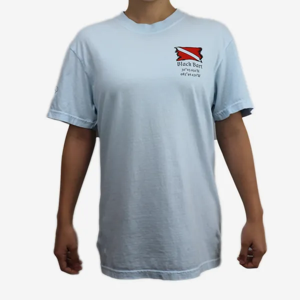 Black Bart shirt in light blue, front view
