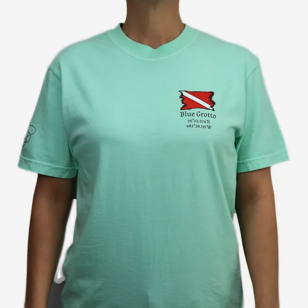 Blue Grotto shirt in mint, front view