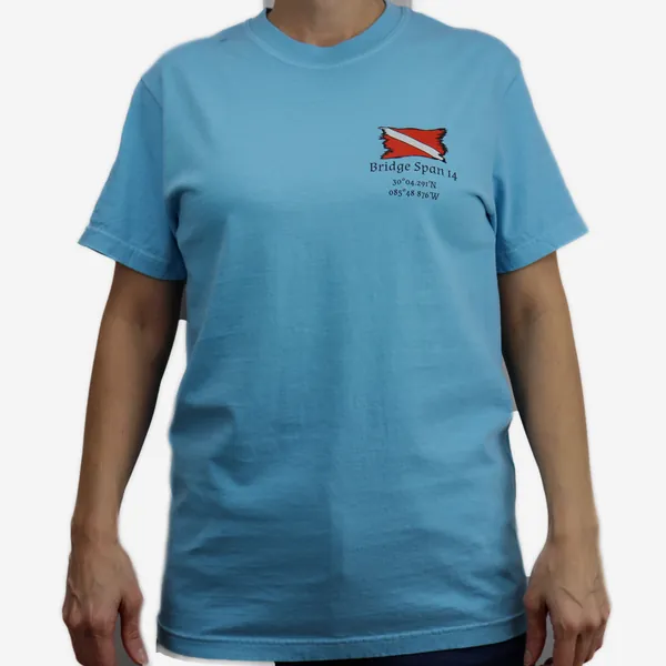 Bridge Span 14 shirt in caribbean blue, front view