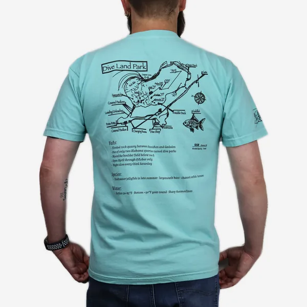Dive Land Park shirt in aqua, back view