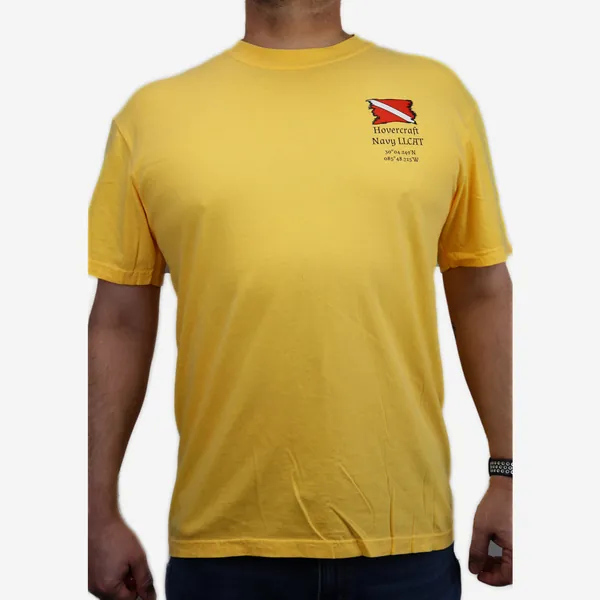 Navy LLCAT shirt in mustard, front view