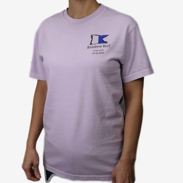 Rainbow Reef shirt in lavender, front view
