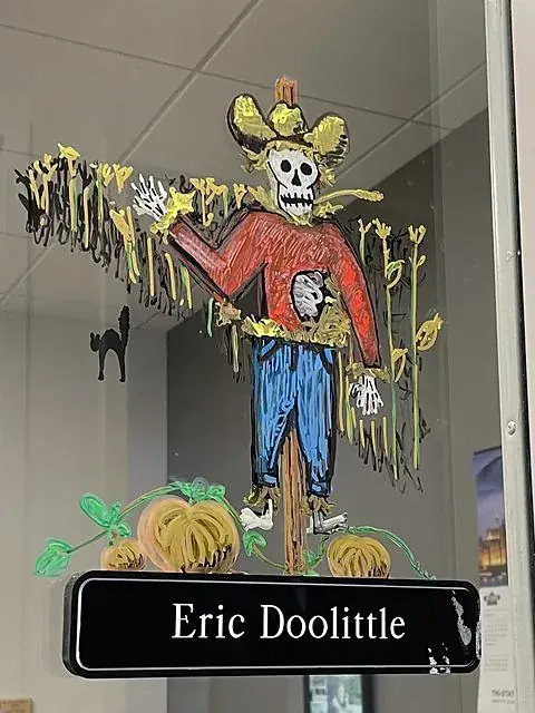 Office door: scarecrow
