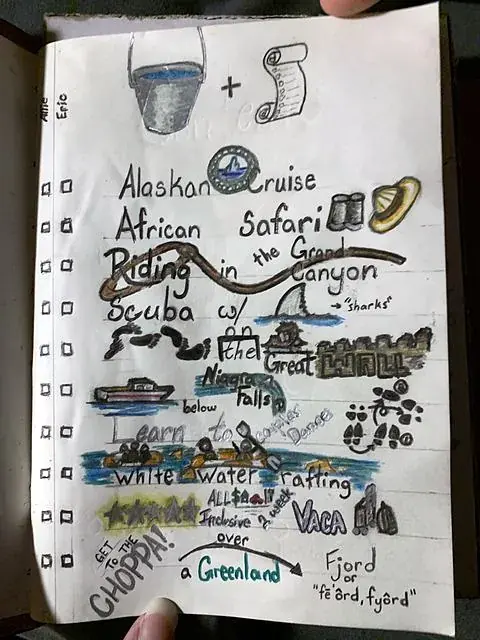 Bucket list, page one