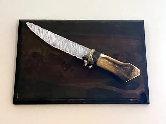 Rose crystal knife, reindeer antler handle